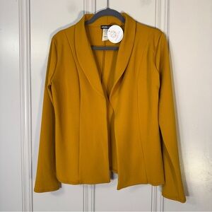 NWT Hemish USA Mustard Yellow Business Casual‎ open front Blazer Size S